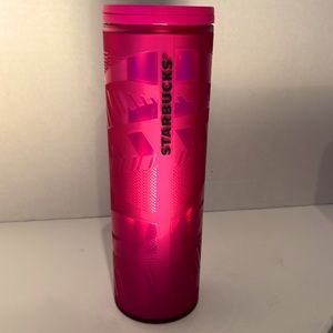 2021 Starbucks Pink Palm Leaf Acrylic Travel Mug 16 oz NWT